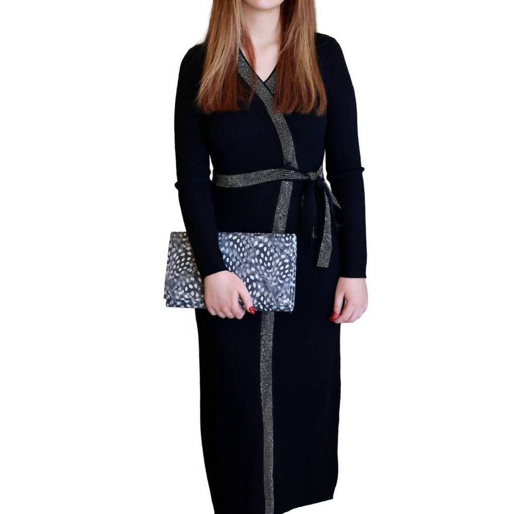 NEW JESSIE LIU glitter knit dress in black